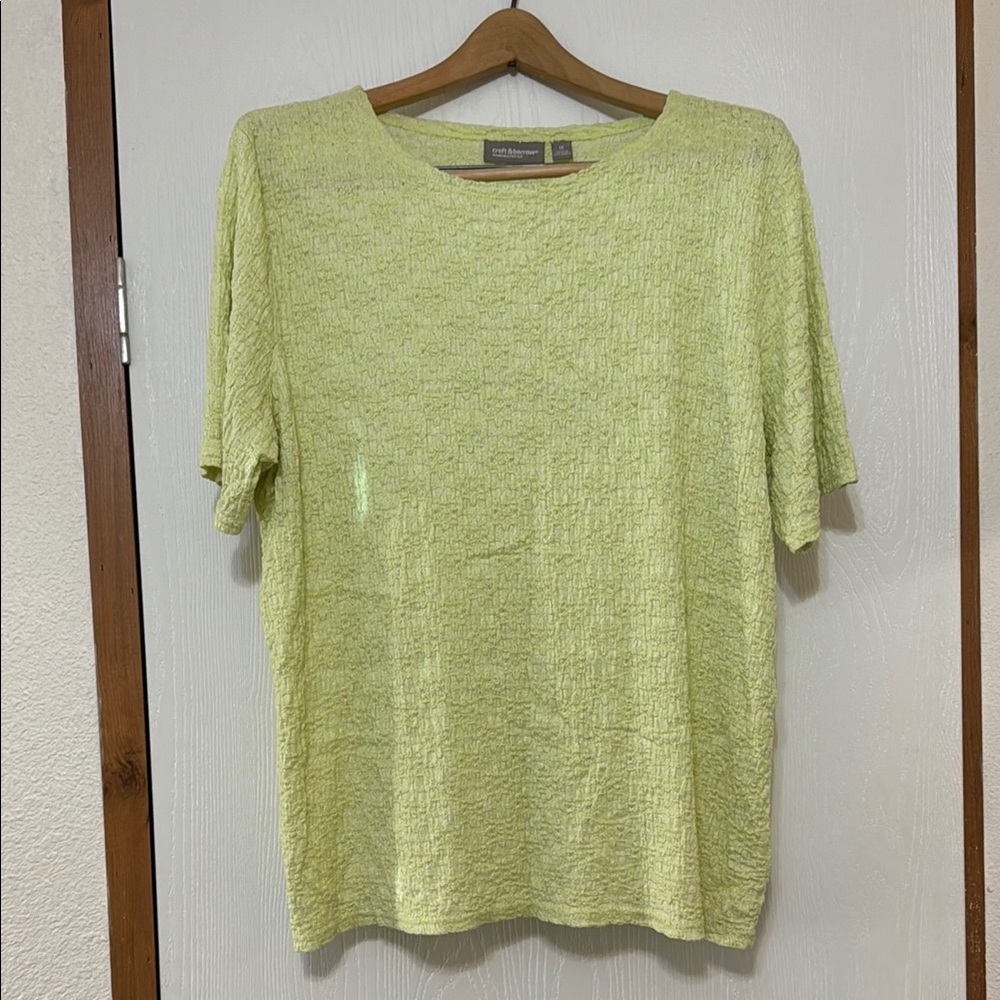 Croft & Barrow Light Green/Yellow Textured Blouse